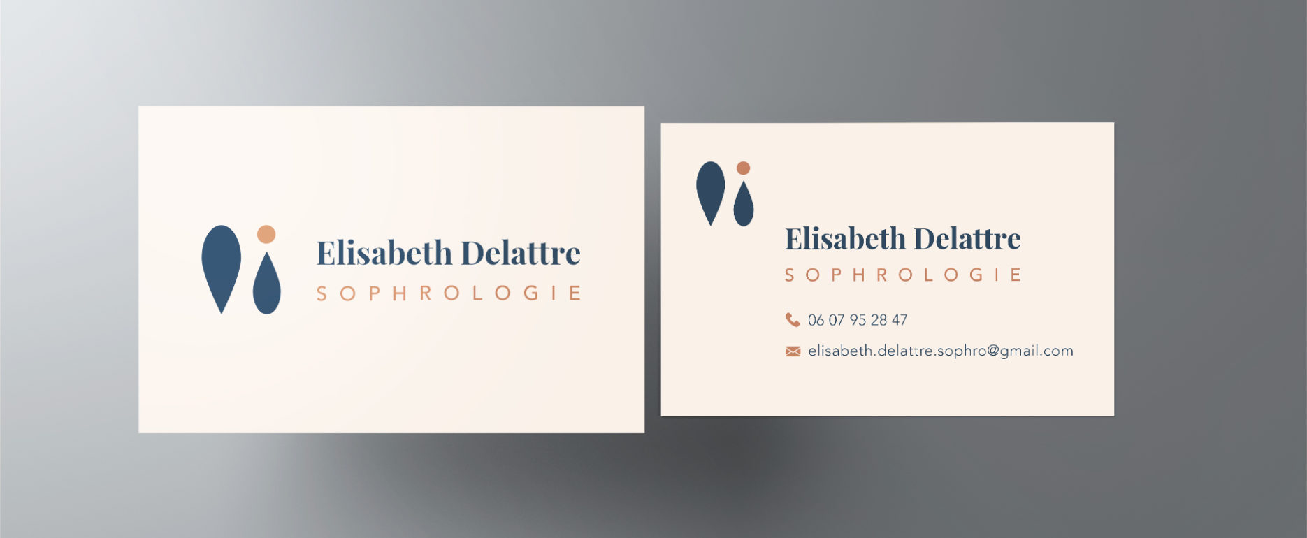 Carte de visite d'ELisabeth Delattre recto verso