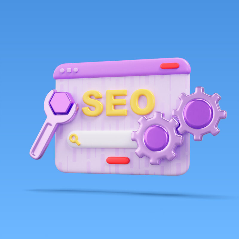 illustration qui représente la création et les réglages d'un site web et notamment le SEO